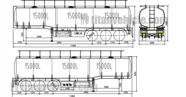 Drawing of Diesel Tanker Truck Trailer