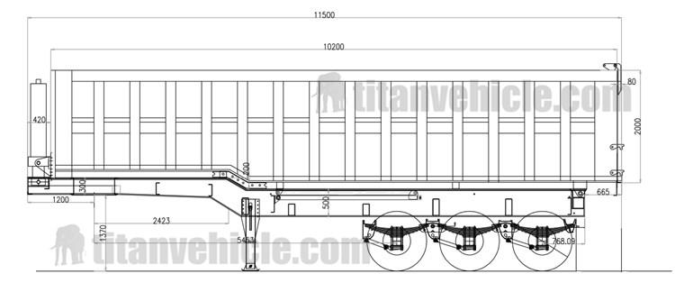 Drawing of 80Ton Dump Tipper Trailer Manufacturer