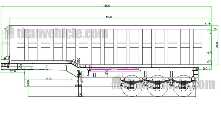 Drawing of 3 Axle Dump Tipper Trailer for Sale Near Me