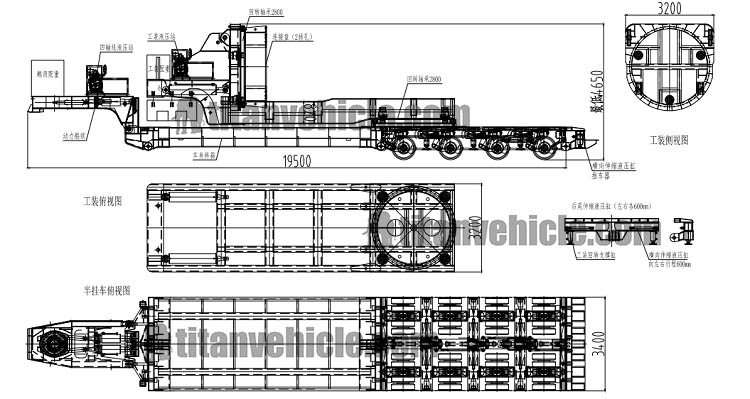 4 axle Hydraulic gooseneck  Blades wind turbine