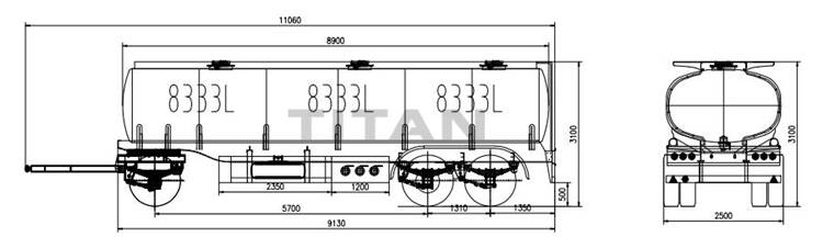 draw bar monoblock trailer technical parameter drawing